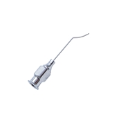 Precision Burrato Lasik Cannula 25 Gauge Angled And Vaulted Semi Closed Tip With One Front Port And Two Side Ports, And Excluding Hub An Overall Length Of 7/8" (22mm)  